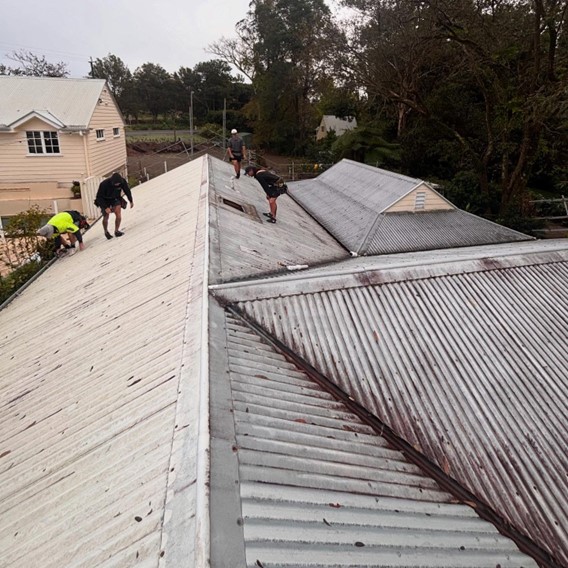 Before: rusted roof sheeting replaced on the Sunshine Coast